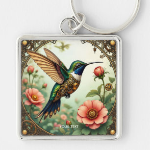 Fantasy Niedlich Steampunk Bird Blume Schlüsselanhänger