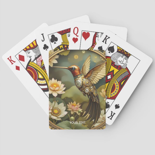Fantasy Niedlich Steampunk Bird Clock Spielkarten (Rückseite)