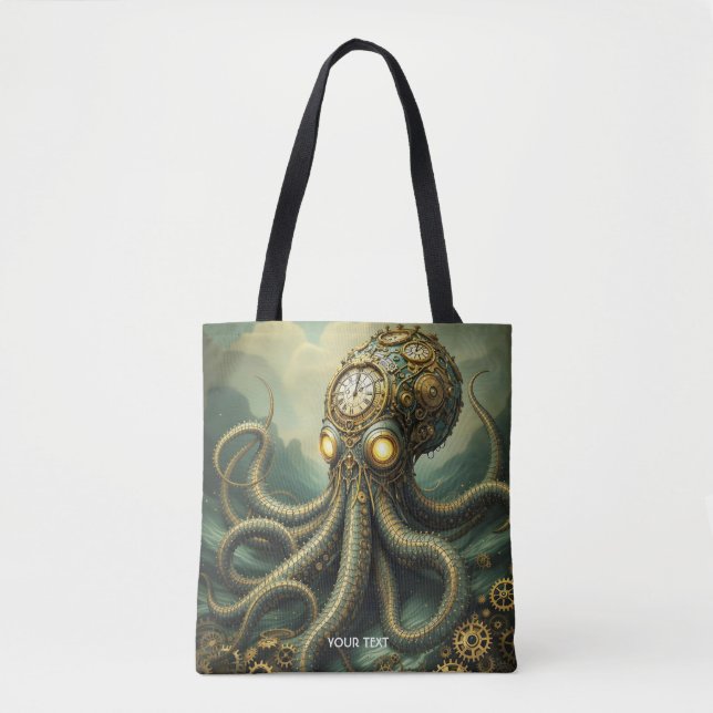 Fantasy Niedlich Steampunk Clock Kraken Tasche (Vorderseite)