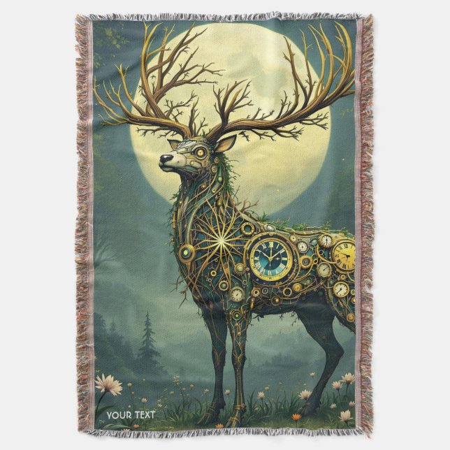 Fantasy Niedlich Steampunk Deer Forest Decke (Vorderseite Vertikal)