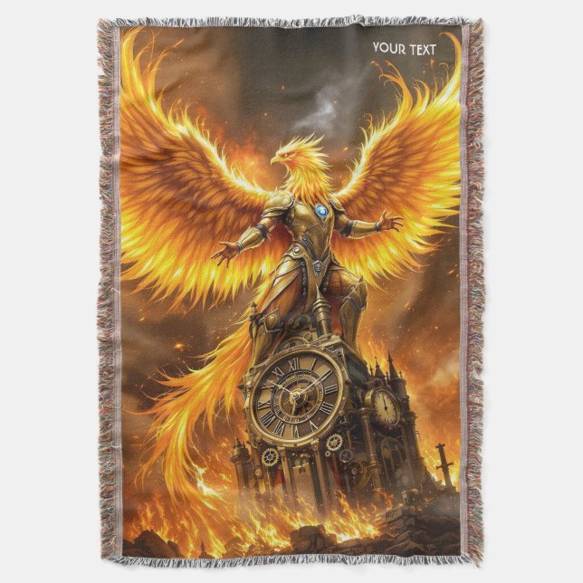 Fantasy Niedlich Steampunk Flames Phoenix Decke (Vorderseite Vertikal)