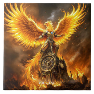Fantasy Niedlich Steampunk Flames Phoenix Fliese