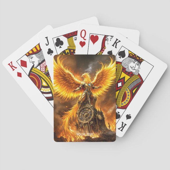 Fantasy Niedlich Steampunk Flames Phoenix Spielkarten (Rückseite)