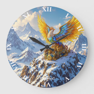 Fantasy Niedlich Steampunk Mountains Phoenix Große Wanduhr