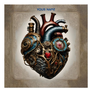 Fantasy Niedlich Steampunk Open Heart Poster
