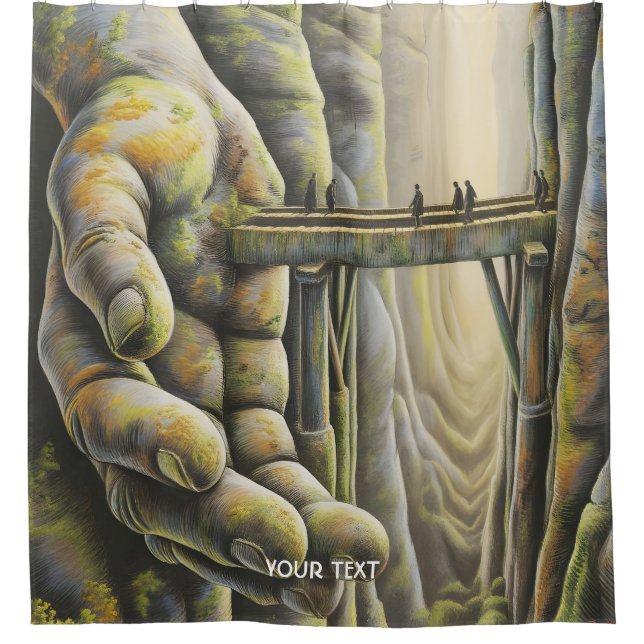 Fantasy Niedlich Stone Hand Bridge Duschvorhang (Vorderseite)