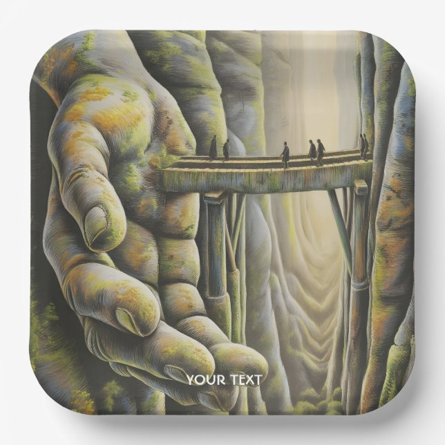 Fantasy Niedlich Stone Hand Bridge Pappteller (Vorderseite)