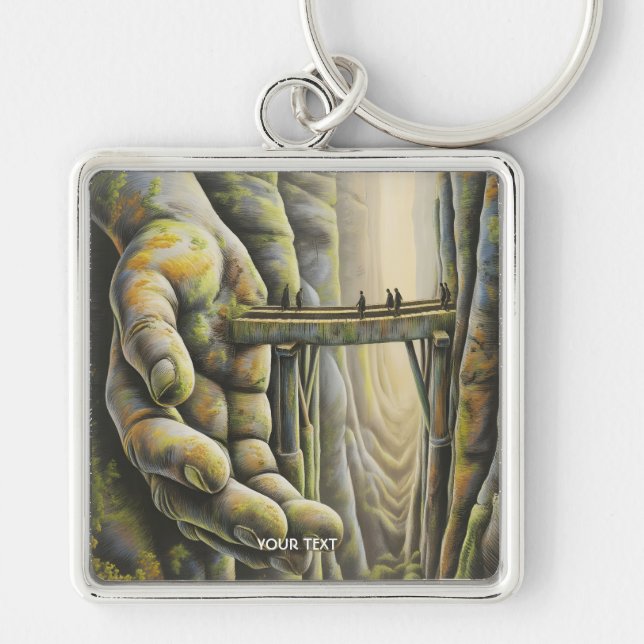 Fantasy Niedlich Stone Hand Bridge Schlüsselanhänger (Vorne)