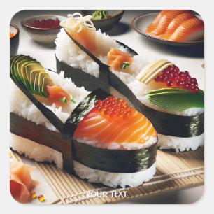 Fantasy Niedlich Stylish Sushi Shoes Quadratischer Aufkleber