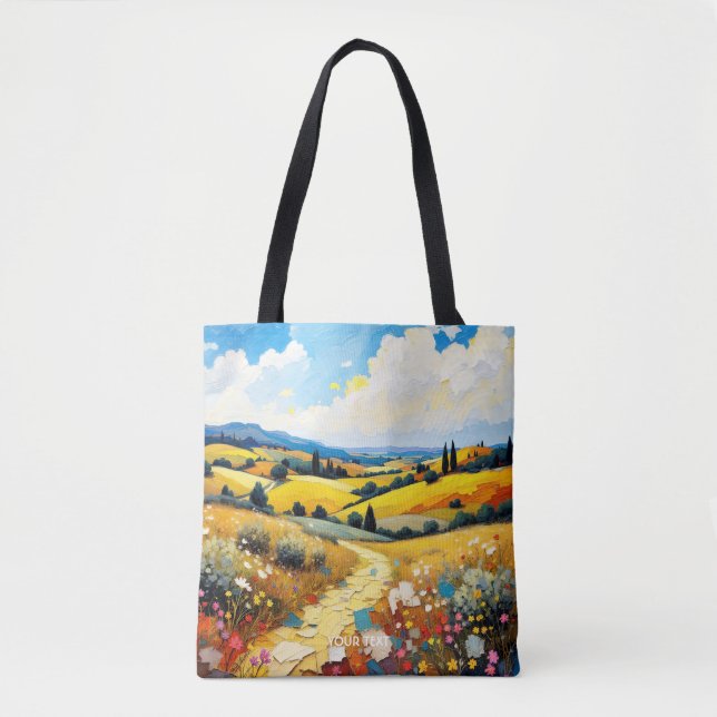 Fantasy Niedlich Summer Landschaft Impasto Tasche (Vorderseite)
