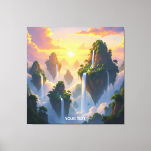 Fantasy Niedlich Sunset Islands Wasserfälle Leinwanddruck