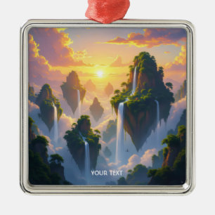 Fantasy Niedlich Sunset Islands Wasserfälle Ornament Aus Metall