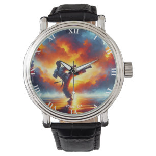 Fantasy Niedlich Sunset Karate Fighter Armbanduhr