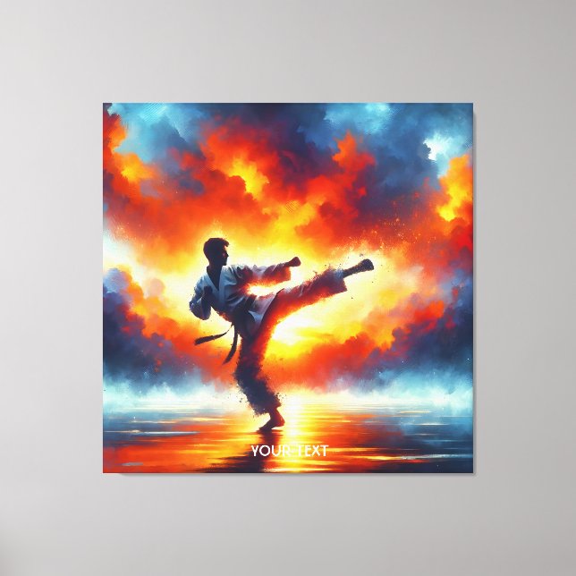 Fantasy Niedlich Sunset Karate Fighter Leinwanddruck (Vorderseite)