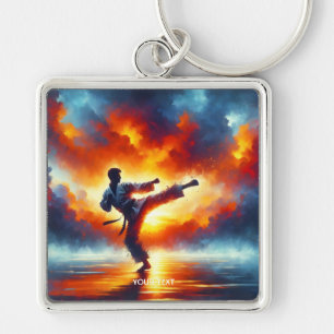 Fantasy Niedlich Sunset Karate Fighter Schlüsselanhänger