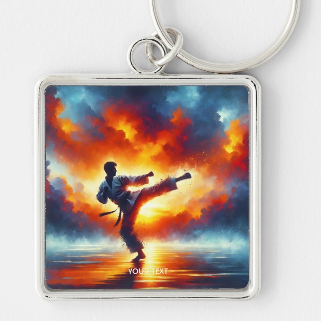 Fantasy Niedlich Sunset Karate Fighter Schlüsselanhänger (Vorne)