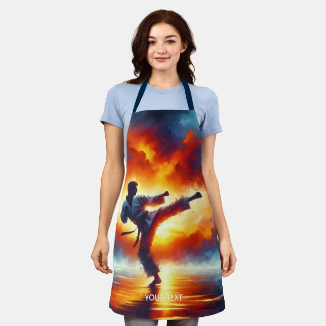 Fantasy Niedlich Sunset Karate Fighter Schürze (Getragen)