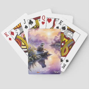 Fantasy Niedlich Sunset Lila See Spielkarten