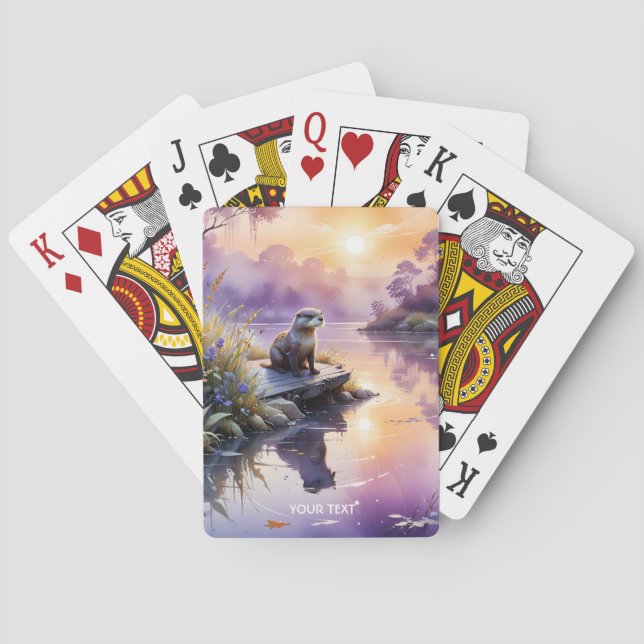 Fantasy Niedlich Sunset Lila See Spielkarten (Rückseite)