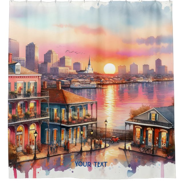 Fantasy Niedlich Sunset New Orleans View Duschvorhang (Vorderseite)