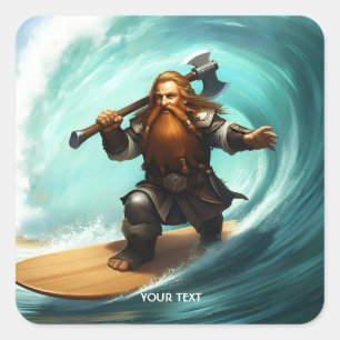 Fantasy Niedlich Surfer Sonnentag Quadratischer Aufkleber