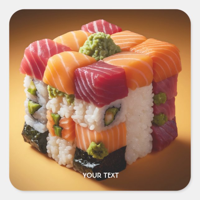Fantasy Niedlich Sushi Small Cube Quadratischer Aufkleber (Vorderseite)