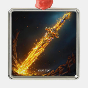 Fantasy Niedlich Sword Flames Höhle Ornament Aus Metall