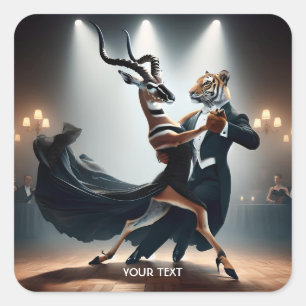 Fantasy Niedlich Tiger Antelope Tango Quadratischer Aufkleber
