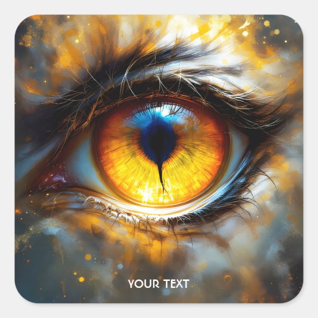 Fantasy Niedlich Tiger Orange Eye Quadratischer Aufkleber (Vorderseite)