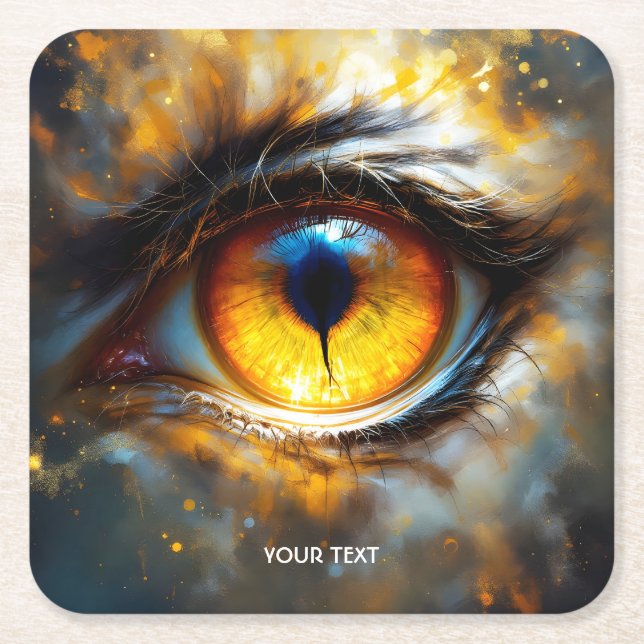 Fantasy Niedlich Tiger Orange Eye Rechteckiger Pappuntersetzer (Vorderseite)