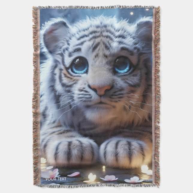 Fantasy Niedlich Tiger White Baby Decke (Vorderseite Vertikal)