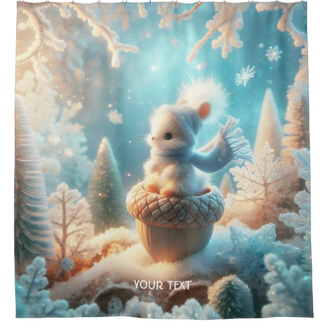 Fantasy Niedlich Tiny White Creature Duschvorhang (Vorderseite)