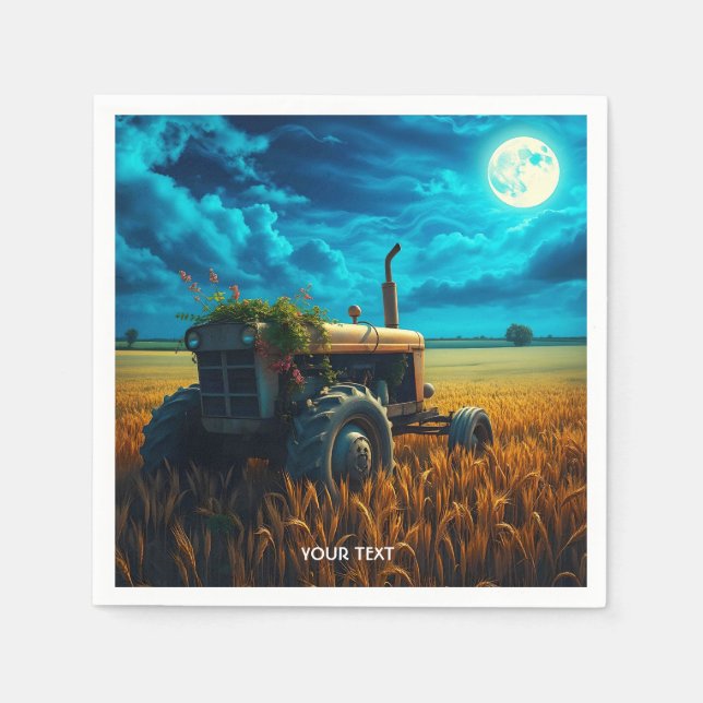 Fantasy Niedlich Tractor Moon Field Serviette (Vorderseite)