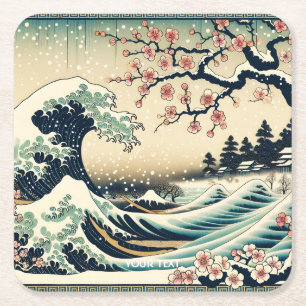 Fantasy Niedlich Traditionelle japanische Landscha Rechteckiger Pappuntersetzer