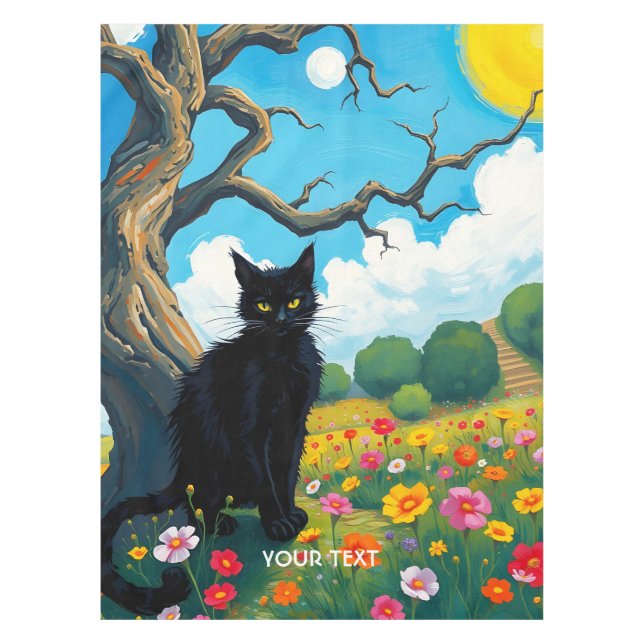 Fantasy Niedlich Tree Cat Blume Tischdecke (Vorderseite)