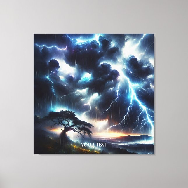 Fantasy Niedlich Tree Rain Lighting Leinwanddruck (Vorderseite)