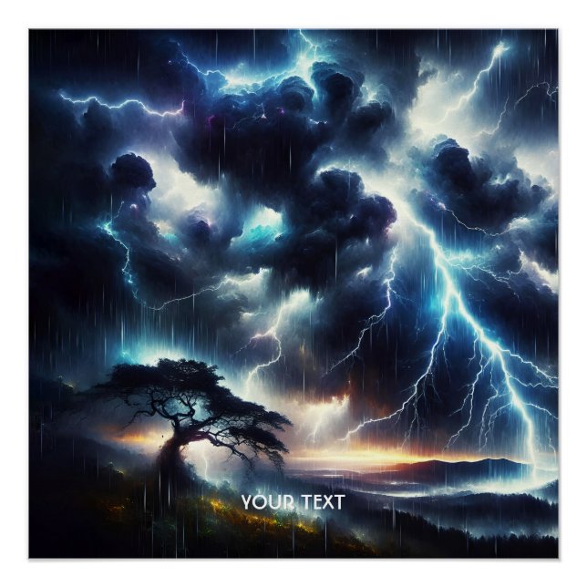 Fantasy Niedlich Tree Rain Lighting Poster (Vorderseite)
