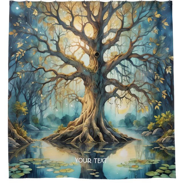 Fantasy Niedlich Tree Swamp Night Duschvorhang (Vorderseite)