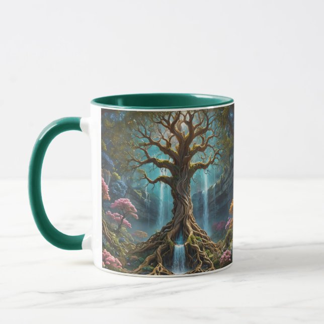 Fantasy Niedlich Tree Waterfall Forest Tasse (Links)
