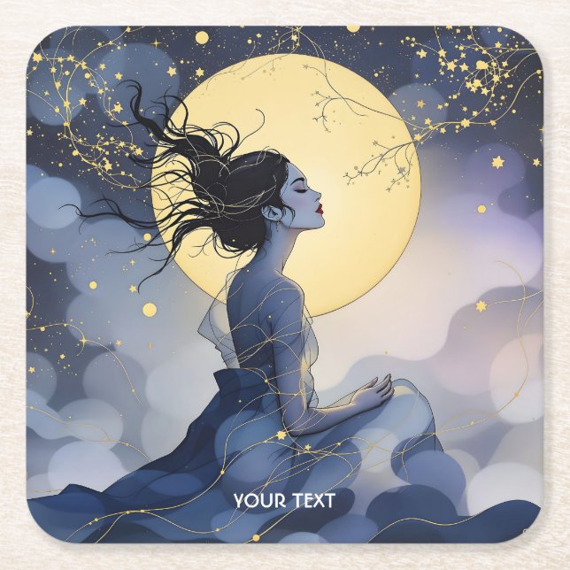 Fantasy Niedlich Trees Moon Rechteckiger Pappuntersetzer (Vorderseite)