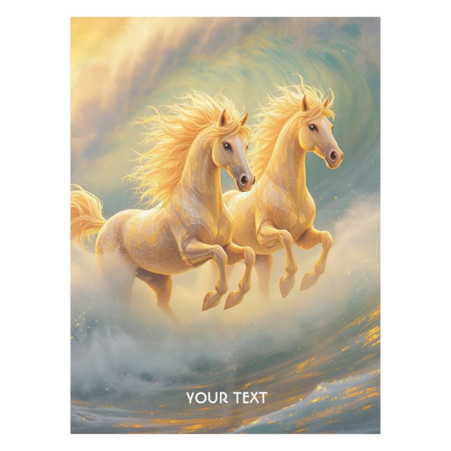 Fantasy Niedlich Two Horses Wave Tischdecke (Vorderseite)