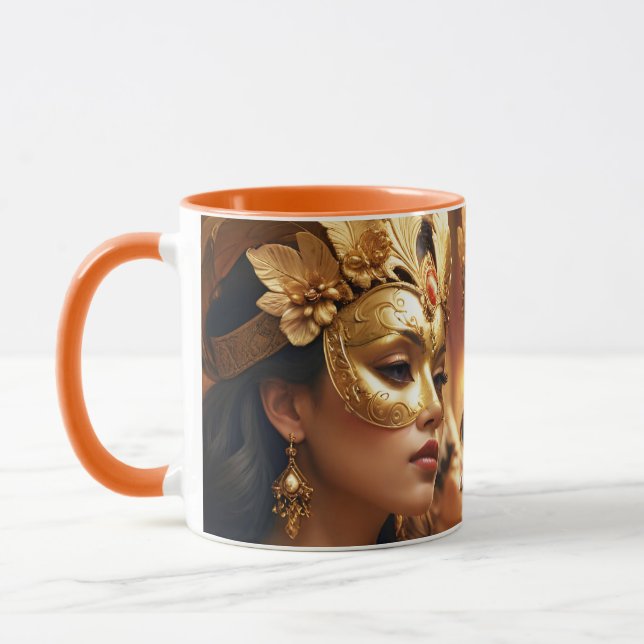 Fantasy Niedlich Two Mask Ladys Tasse (Links)
