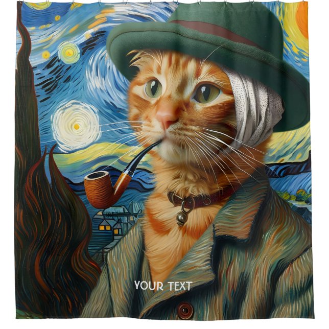 Fantasy Niedlich Van Gogh Hat Duschvorhang (Vorderseite)