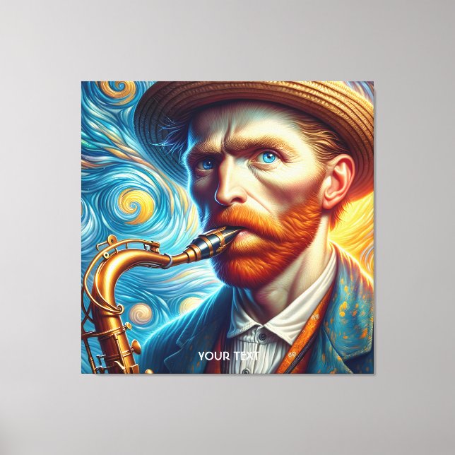 Fantasy Niedlich Van Gogh Saxophon Leinwanddruck (Vorderseite)