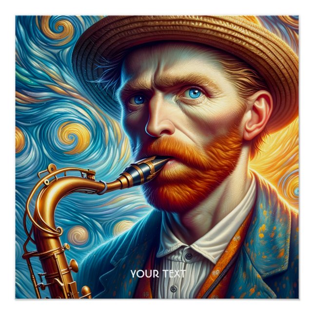 Fantasy Niedlich Van Gogh Saxophon Poster (Vorderseite)