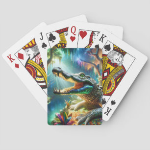Fantasy Niedlich verzauberter Krokodildschungel Spielkarten