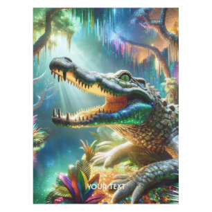Fantasy Niedlich verzauberter Krokodildschungel Tischdecke