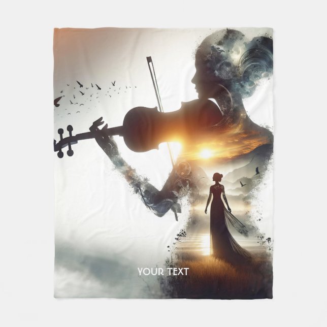 Fantasy Niedlich Violin Girl Fleecedecke (Vorderseite)