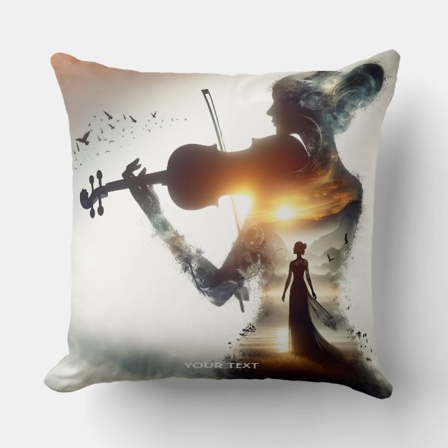 Fantasy Niedlich Violin Girl Kissen (Vorderseite)