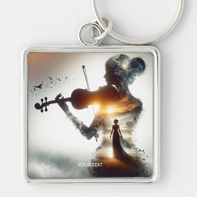 Fantasy Niedlich Violin Girl Schlüsselanhänger (Vorne)